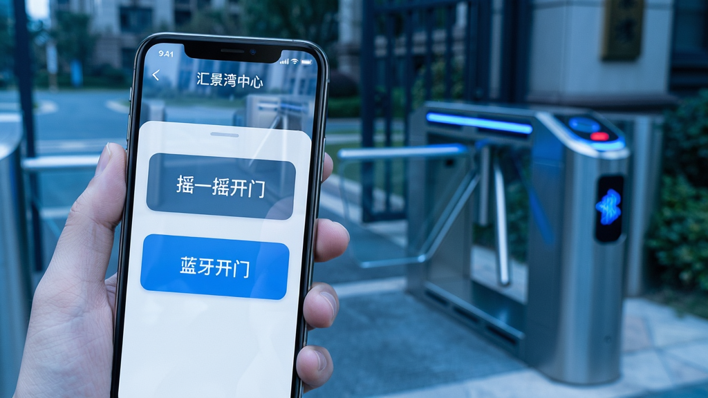 ����չʾ���㾰�����ġ�APP���Ž����ܽ��棬�ֻ���Ļ���С�ҡһҡ���š��͡��������š�������ť��������С�����ź��Ž�բ�����ֻ���һֻ����ס��׼�����š�����Ϊ��һ�˳��ӽǣ��ֻ���ǰ����բ���ڱ������Ű�ͻ����ť�������ࡣ���Ϊ�Ƽ���дʵ�磬ɫ��ƫ������ϸ�����Ž�բ������ɫָʾ�ƣ��ֻ���Ļ����΢���⡣��������������ɾ����޶���Ԫ�ء�