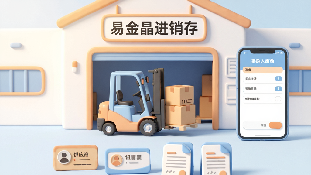 һ��չ�ֲɹ�������̵Ĳ廭������������һ��С�Ͳ泵��ֽ������ֿ��ſڣ��ֿ����Ϸ����ҡ��׽𾧽����桱��ʶ�ƣ��ſ��Ҳ���һ���ֻ���ʾ�ɹ���ⵥ��д���棬�����·������Ź�Ӧ����Ƭ�뵥��ͼ�꣬����������Բ�ǿ�ͨ��������ɫ��ǳ����ǳ��Ϊ������Ӱ��ͣ�����ϸ�壬������࣬�޶�������������