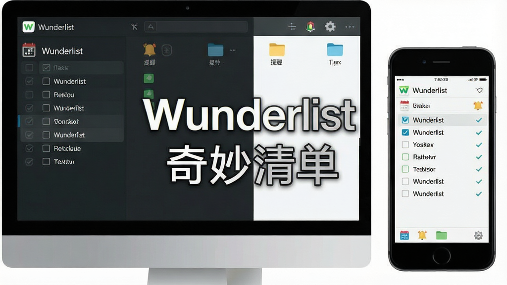 һ��չʾWunderlist���������ȫ��ͼ������Ϊ������Ļ���ֻ���Ļ����չʾ����Ļ����ʾ�������Ĵ��������嵥������ѡ״̬�����ֲ������ҷ�����ͼ�����Ϊ��ɫ�����ĵ��Զ˽��棬�Ҳ�Ϊǳɫ�������ֻ��˽��棬�Ű��������򣬷��Ϊ�ִ���ƽ���Ƽ��磬ϸ���ϰ�����ѡ������ͼ�ꡢ�����������ļ��б�ǩ��Ԫ�أ����������ֱ�ע��Wunderlist���͡������嵥��������Ϊ����4K���ɾ��������޶���Ԫ��