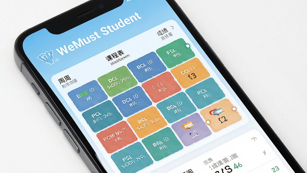 WeMust Student Ӧ���ڿγ̱���ɼ���ѯ���棬�ֻ���Ļչʾ�ܿα�������ɼ��б������涥����