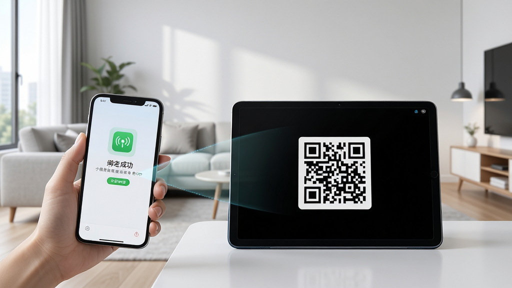 СԳ�����豸APPԶ�̰󶨹���չʾ��������һ���ֻ�����ɨ��һ̨ѧϰƽ���ϵĶ�ά�룬�ֻ���Ļ��ʾ�󶨳ɹ���ʾ��ƽ����Ļ��ʾ�豸��ά�룬����Ϊ�ִ���Լ���������Ƽ����£��������ҶԳƣ�ϸ�����������ʸ��壬�ɾ��޶���Ԫ��