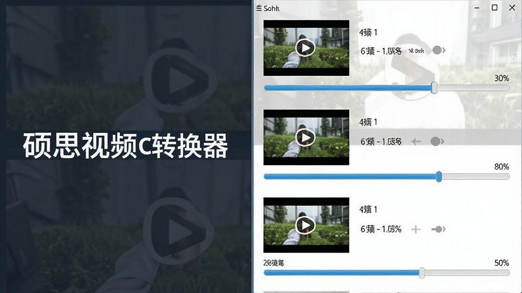 һ��չʾ˶˼��Ƶת������Sothink Video Converter�������������ܵ�ͼƬ������Ϊ�����Ƶ����ͼ���гɶ��У�����Ϊ�����б���ʽ���Ű������ʾ��˶˼��Ƶת���������֣����Ϊ������磬ϸ�ڰ�����������ʾת���ٷֱȣ����ʸ��壬����ɾ����޶���Ԫ�ء�