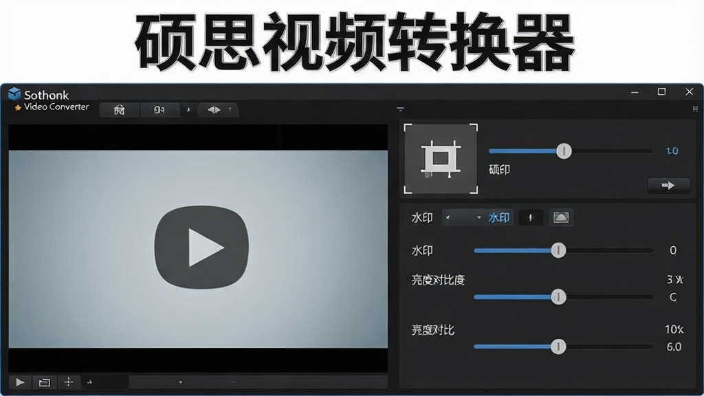 һ��չʾ˶˼��Ƶת������Sothink Video Converter�������༭���ܵ�ͼƬ������Ϊ��Ƶ�༭��壬����Ϊ���Ԥ�������Ҳ�������ڻ��飬�Ű��Ϸ���ʾ��˶˼��Ƶת���������ƣ����Ϊ��ɫרҵ�磬ϸ�ڰ����ü���ˮӡѡ����ȶԱȶȻ��飬���ʸ��壬����ɾ����޶���Ԫ�ء�
