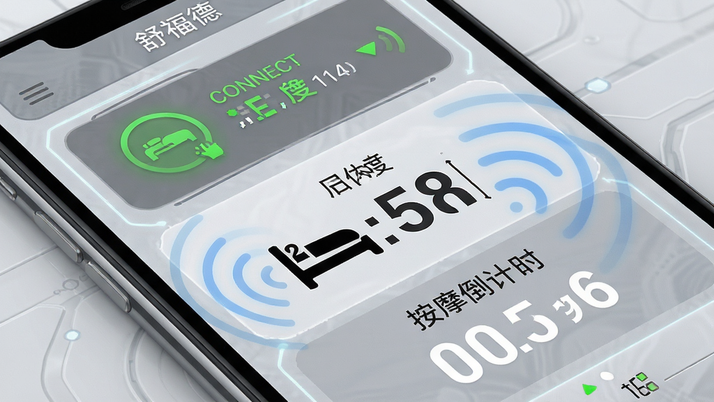 �渣��APP�豸״̬��ؽ��棬�ֻ���Ļ����ʾ����״̬ͼ�ꡢ����Ƕ���ֵ�Ͱ�Ħ����ʱ������Ϊǳ��ɫ�Ƽ��������������������źŲ��ƣ����ɾ����񣬲��ֹ������Ű�ͻ��������Ϣ��ϸ�ڰ������������״ָ̬ʾ�ƣ����ʸ��壬�ɾ����޶���Ԫ��