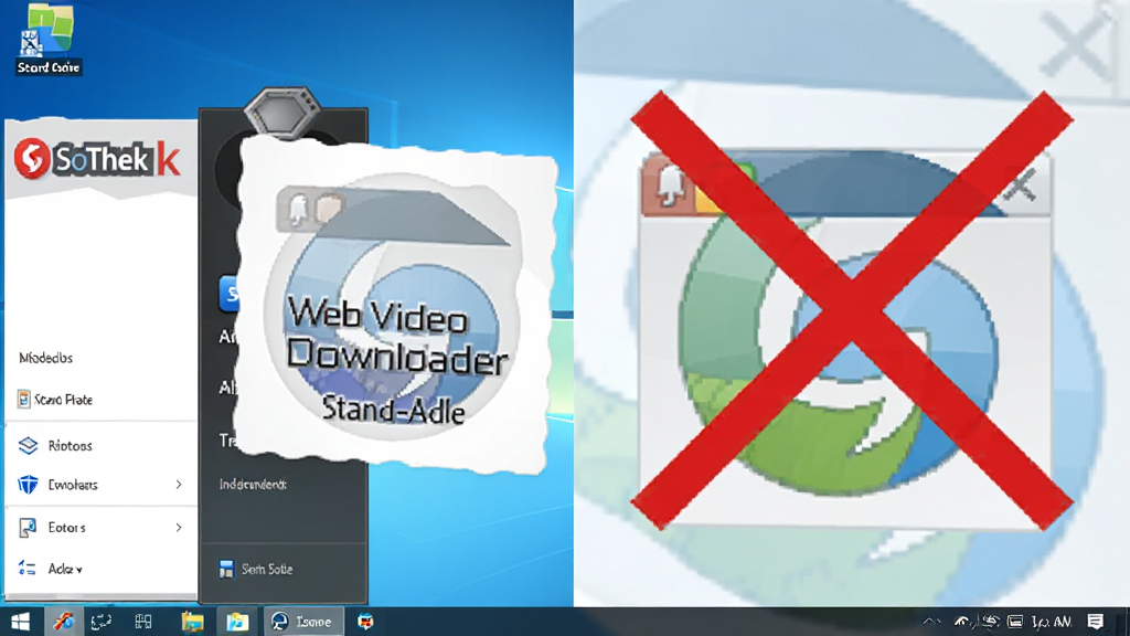 ������װĿ¼��ͼ����ʾ Sothink Web Video Downloader Stand-alone �Ķ�����ִ���ļ�ͼ�꣬�Ա���һ������������������ͼ�꣬���湹ͼ���ҶԱȣ����Ϊ���ʾ��ͼ��ϸ�ڰ���Windows��ʼ�˵��������ݷ�ʽ�������������ɾ��޶���Ԫ��