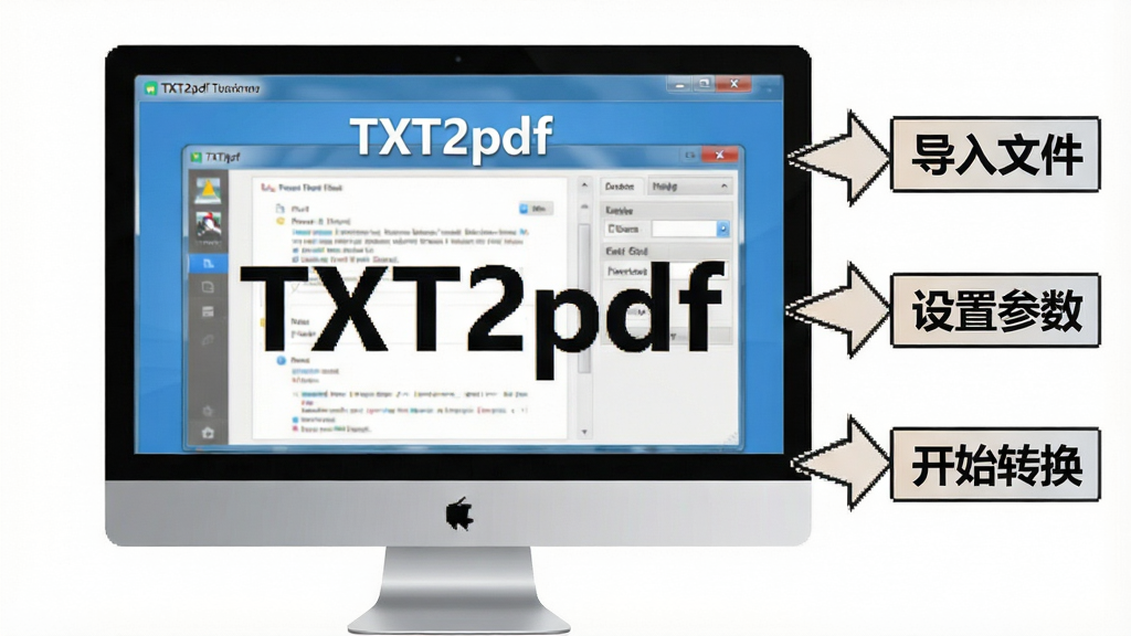 һ��չʾTXT2pdfʹ�ý̵̳�ͼƬ�������е�����Ļ����ʾ�����������棬�Ա��в����ͷ��ע�������ļ��������ò���������ʼת�������������ơ�TXT2pdf�������ɼ������Ϊ��ѧʾ��ͼ��ϸ�����������ʸɾ����޶���Ԫ��