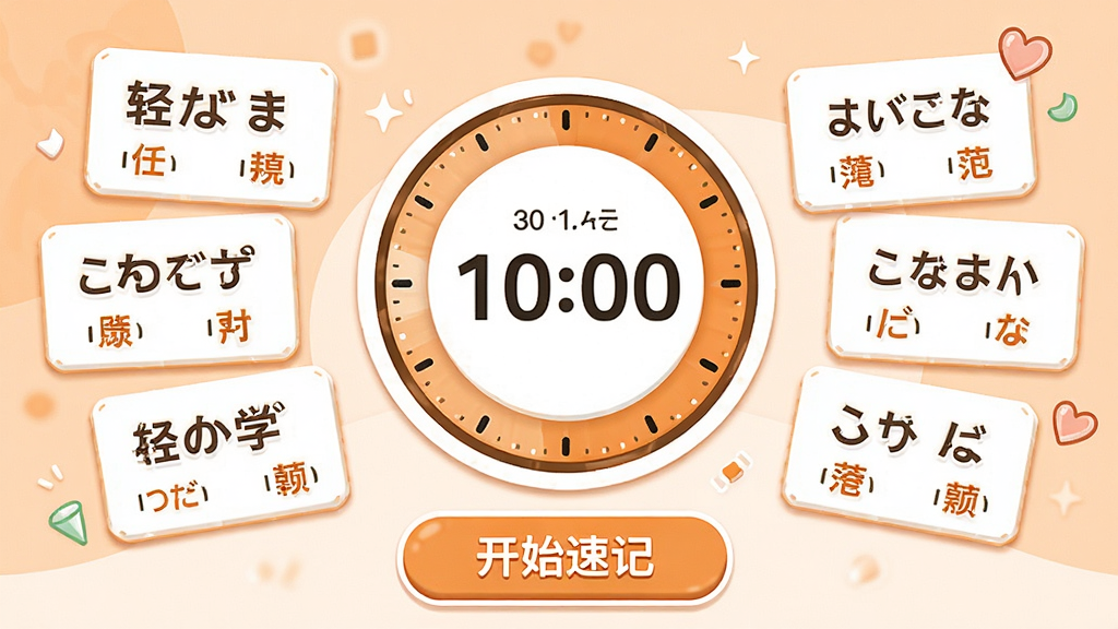 ���ﵥ������ѧ�������ټ�ģʽ���棬����չʾһ������ʱ�����ӵ�Բ�μ�ʱ������Χ���������ﵥ�ʿ�Ƭ�����ע�����ײ��С���ʼ�ټǡ���ť�����������£�ɫ����ů��ɫ�Ͱ�ɫΪ�������ʸɾ��������޶���װ��