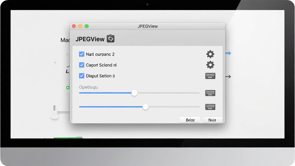 ��������չʾͼ������Ϊ������Ļ��ʾ JPEGView �����ý��棬�������ж���ɹ�ѡѡ��ͻ��飬����Ϊ���о��δ��ڣ��Ű��������������Ϊ�ִ�����Ұ׷磬ϸ�ڰ����������Ա��г��ֺͼ���ͼ�꣬����Ϊ���塢�ɾ����޶���Ԫ�ء�