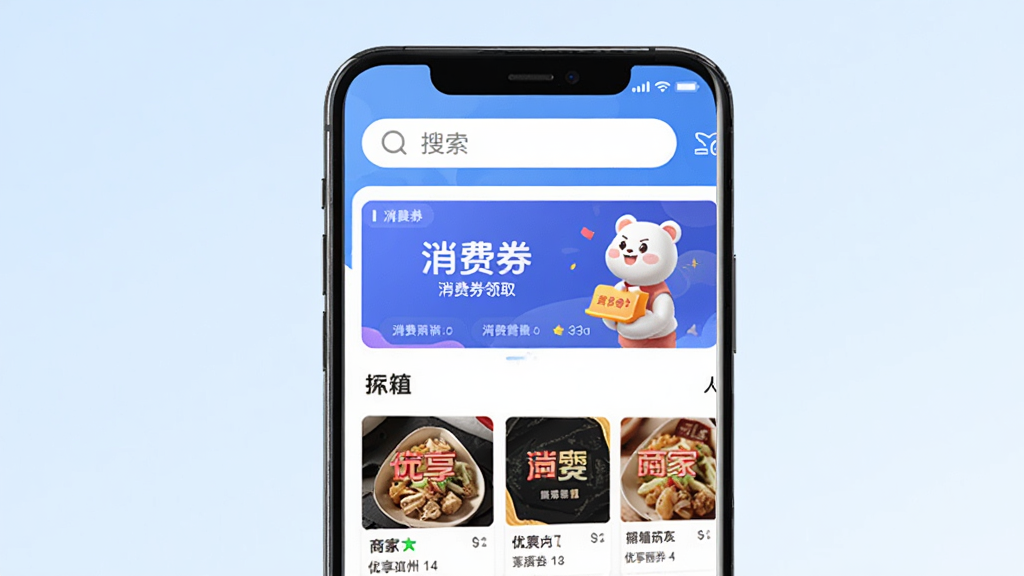 һ��չʾ��������App���Ľ�����ֻ�����ͼ������������һ�����������ֻ�����Ļ����ʾ����������ҳ�������������������в�����ȯ��ȡ������·��̼��б���Ƭ������Ϊ����ɫ���䣬���������¼�Լ��ϸ�����������ʸɾ����޶���Ԫ��