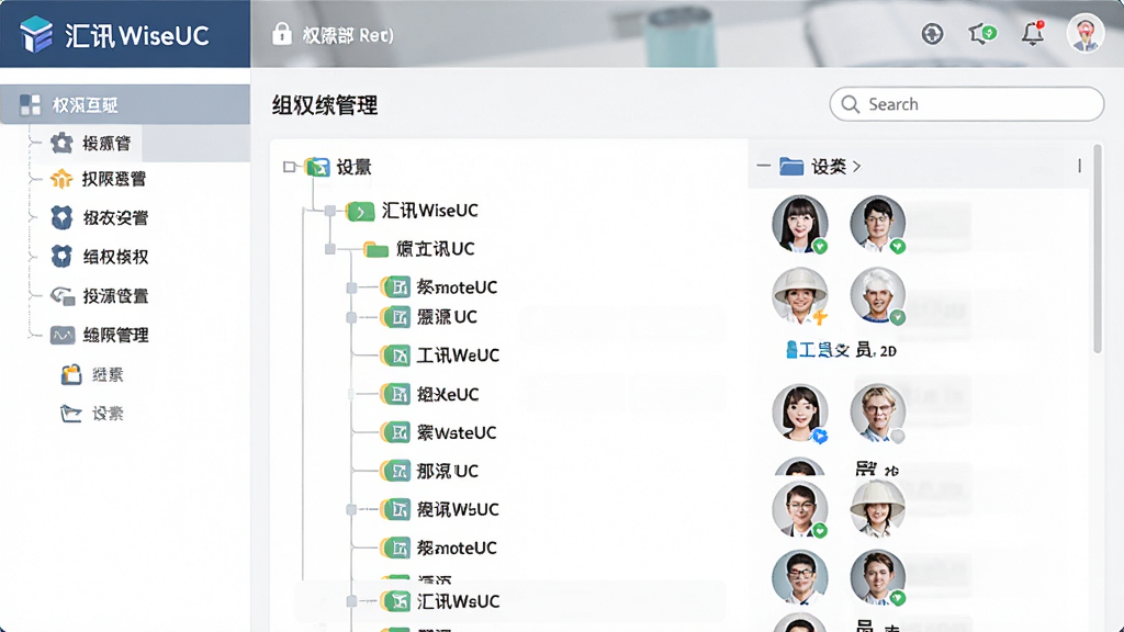 һ��չʾ��ѶWiseUC��֯�ܹ����������ͼƬ����������״�ṹ�Ĳ����б���Ա��ͷ�񣬲���Ϊ��ർ�����Ҳ�������壬�Ű�����չʾ�㼶��ϵ�����Ϊ��ƽ��������ƣ�ϸ�ڰ���Ȩ������ͼ��������򣬻��ʸ��壬�ɾ����޶���Ԫ��