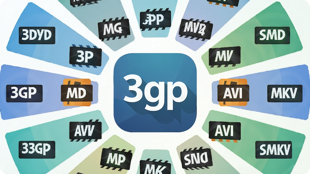 һ��չʾ3gp��Ƶ������ȫ��ʽ����������ͼƬ������Ϊ����ͼ���������Ƶ��ʽͼ�껷�����У�����ΪԲ�η���״���Ű�����ͻ��3gp��Ƶ��������־�����Ϊ��ƽ����ƣ�ϸ�ڰ���3GP��MP4��AVI��MKV�ȸ�ʽ��д�������������ɾ����޶���Ԫ��
