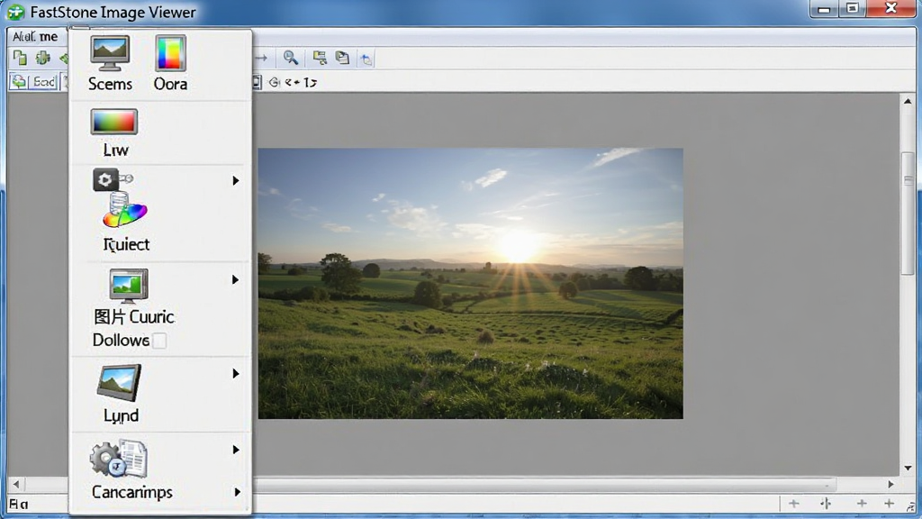 FastStone Image Viewer ���߲˵�չ������ʾ��Ļ��ͼ��ȡɫ�����õ�Ƭ��ͼƬ�Աȵȶ��ѡ��ͼ�꣬����Ϊ���������棬������һ�����������ͼƬ��������ͳһ��ͻ�����߶�����