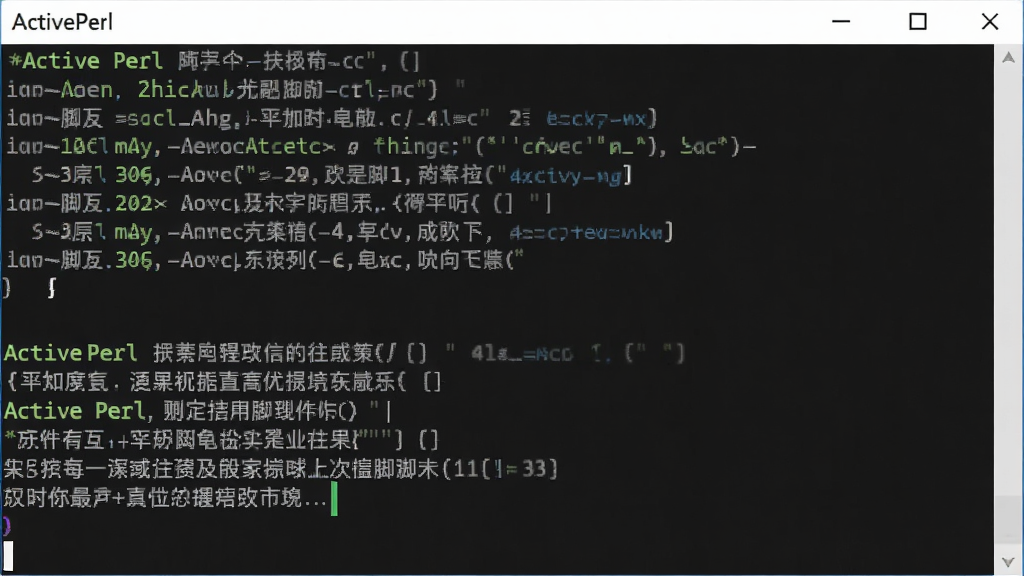 һ��չʾActivePerl������ִ�нű���������Ľ����ͼƬ�������Ǻ�ɫ�����д��ڣ�����Ϊ��������н���������У��Ű��࣬���Ϊ�����̳̽�ͼ��ϸ�ڰ�����������������ʾ�͹����˸Ч���������������ɾ����޶���Ԫ��