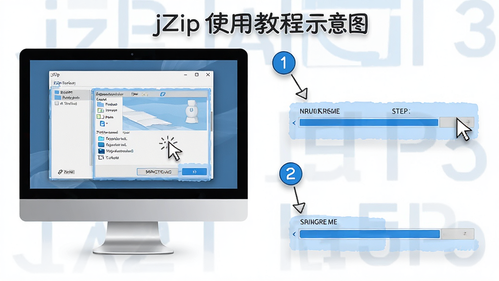 jZip ʹ�ý̳�ʾ��ͼ������Ϊ������Ļ����ʾ jZip ���ý������ѹ���ȣ�����Ϊ�ֲ�չʾ���Ű����������Ϊ��ѧ��ʾ�磬ϸ�ڰ������ָ�롢�����š���ɫ�������򣬻��ʸ��壬�ɾ����޶���Ԫ��