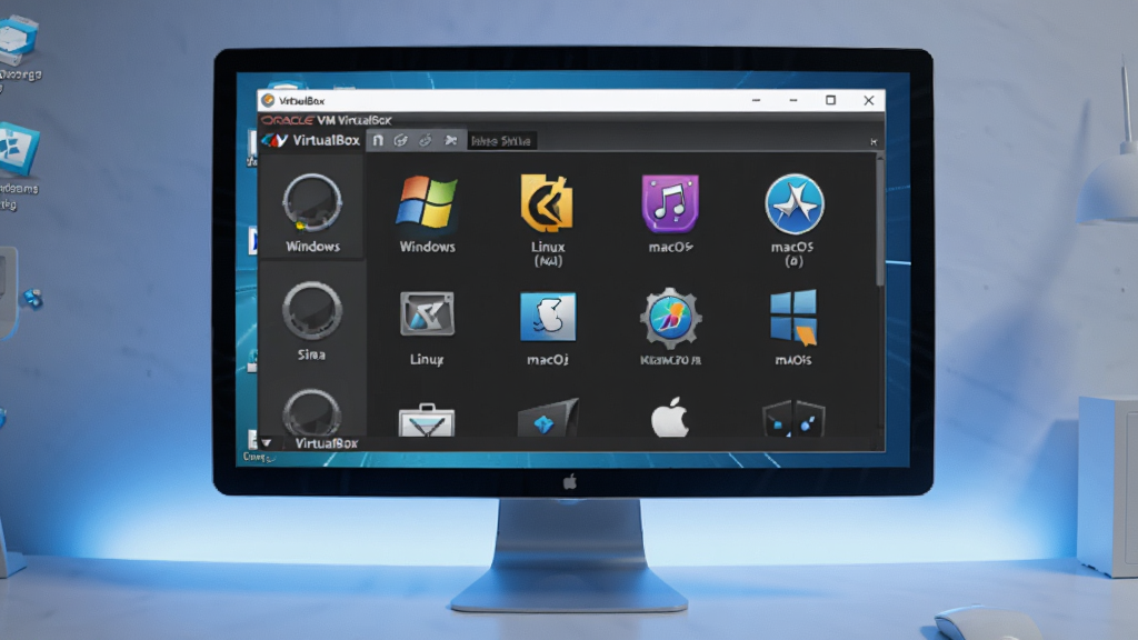 һ��չʾ Oracle VM VirtualBox ���������ȫ��ͼ�������ǵ�����Ļ�д��� VirtualBox ���������ڣ������ڲ�����ʾ��������ϵͳͼ�꣬���� Windows��Linux��macOS�������������Ű���У����Ϊ�ִ��Ƽ��У�ϸ������Ļ�����������⣬����������������ʸ��壬�ɾ����޶���Ԫ��