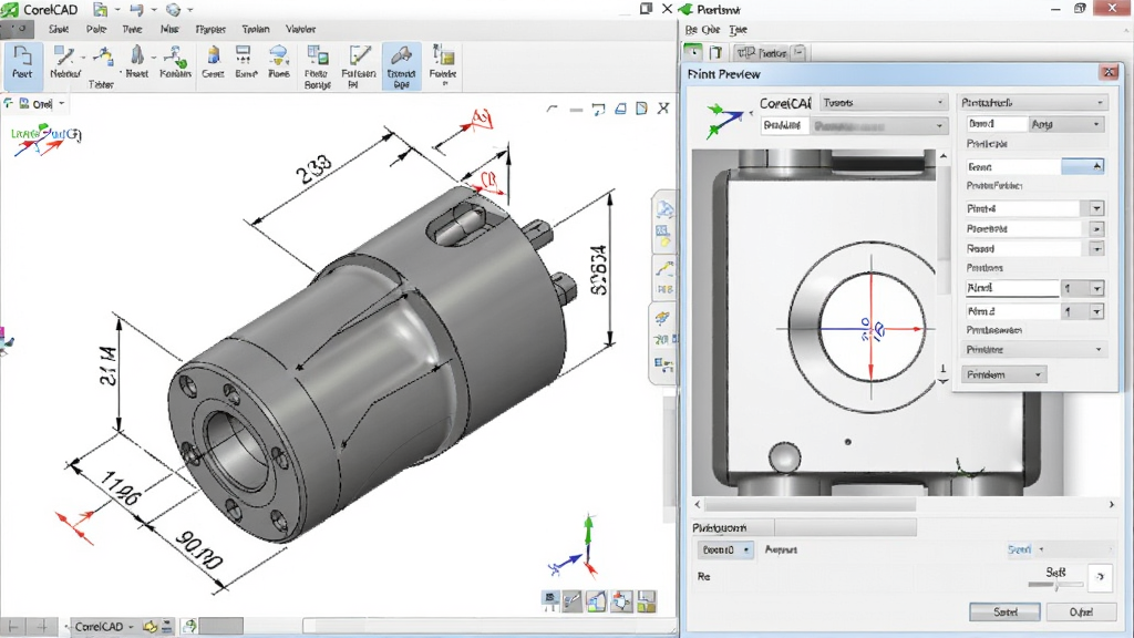 CorelCAD������չʾ�ߴ��עϸ�����ӡԤ������ĳ���������Ϊ����ע�Ļ�е���ͼֽ���ӡ���öԻ��򣬲���Ϊ���·��������Ϊרҵ������ͼ�磬ϸ�ڰ�����ע��ͷ���ߴ��������ӡ����ѡ�����Ϊ������Ⱦ���ɾ����࣬�޶���Ԫ��