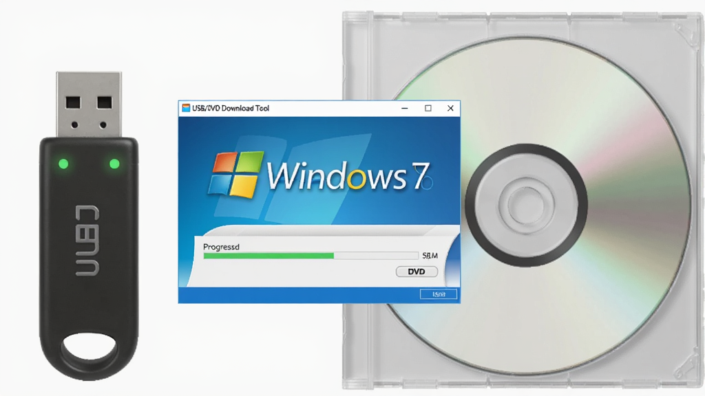 һ��չʾ U �̺� DVD ���̲��е�ͼƬ������������ Windows7 USB/DVD Download Tool �Ľ�������ͼ����������ֱ����һ�� USB �̺�һ�Ź��̣�����Ϊǳ��ɫ�����дʵ��Ʒͼ��ϸ�ڰ��� U ��ָʾ�ơ����̺а�͸���ʸС������еĽ������������������ɾ����޶���Ԫ�ء�