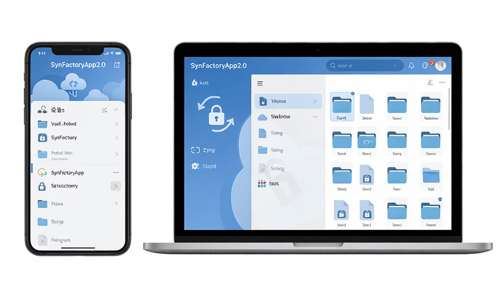 SynFactoryApp2.0 �������������ͼ������Ϊһ�������ֻ���һ̨�ʼǱ����Բ���չʾ����Ļ�г���˽�����ļ��������棬���ֲ������ҷ��������Ϊ�豸�б��Ҳ�Ϊ�ļ�����ͼ���Ű������������Ϊ�ִ��Ƽ��б�ƽ����ƣ�ϸ�ڰ����ƶ�ͼ�ꡢ�ļ���ͼ�ꡢͬ����ͷ����������־�����ʸ��� 1080p������ɾ����޶���Ԫ��