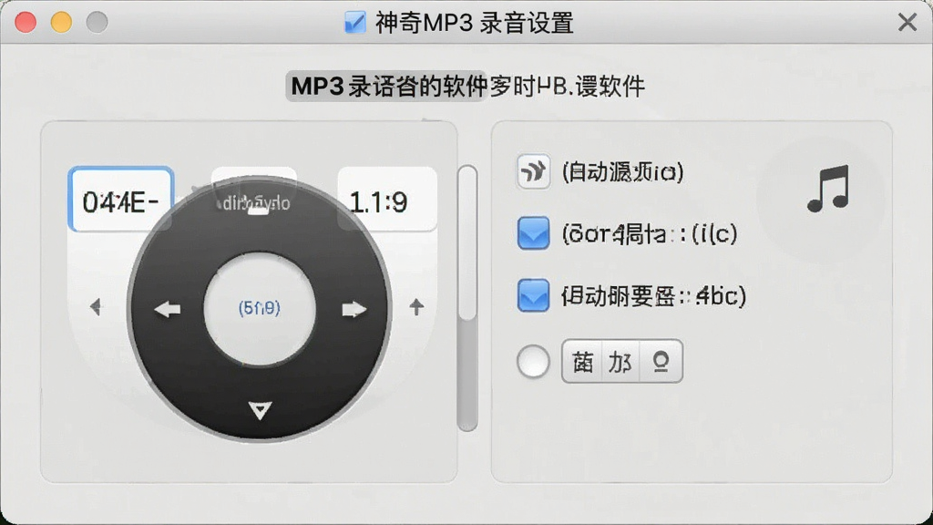一张展示神奇MP3录音软件定时录制设置界面的图片,画面中有时间选择器和自动分割选项,界面风格简洁实用,背景为浅灰色,细节清晰,画质干净,无多余元素