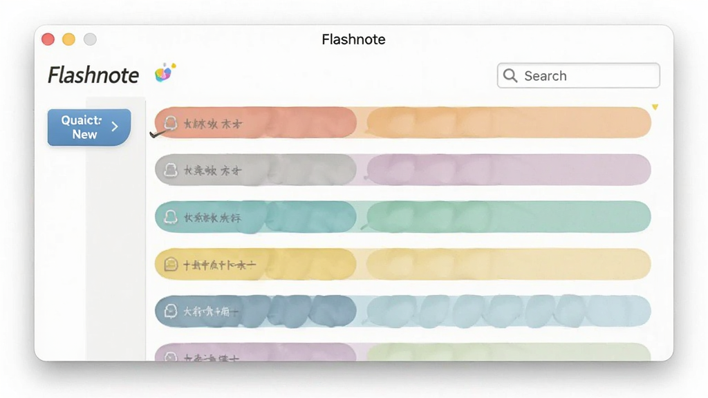 һ��չʾFlashnote����������Ŀ���ͼƬ�����������Ǽ��ı�ǩ�б����ڣ������������Ų�ɫ��ǩ�ıʼ���Ŀ������п����½���ť���Ҳ������������岼�־��ж��룬���Ϊ�ִ���ƽ����ƣ�ϸ�ڰ���Բ�Ǵ��ڡ������Ӱ��ǳɫ���������������ɾ����޶���Ԫ�أ�ͼƬ������ΪӢ�ġ�Flashnote��