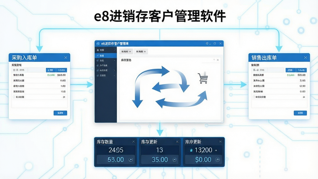 ������һ�廯����ʾ��ͼ����������Ϊe8������ͻ����������Ĳ��������ͼ��������ʾ�ɹ���ⵥ���м�Ϊ���䶯��ͷ���Ҳ�Ϊ���۳��ⵥ������ģ����ǳ��ɫ�������ӣ������·��п������ʵʱ���µ�������壻��������Ƽ��У���ɫ������Ϊ�������������ɾ�����Ļ��������ʾ��e8������ͻ�����������