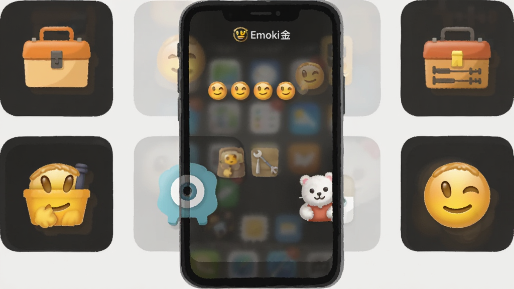 һ��Emoki����ʵ������廭������Ϊ�ֻ���Ļչʾ�������ͼ�꣬����Ϊ�������У��Ű����룬���Ϊ��ƽ��ͼ��廭��ϸ�ڰ�����Emoki�����֡�������Ԫ�ء�ǳ�ұ��������ʸ��塢�ɾ����޶���Ԫ��