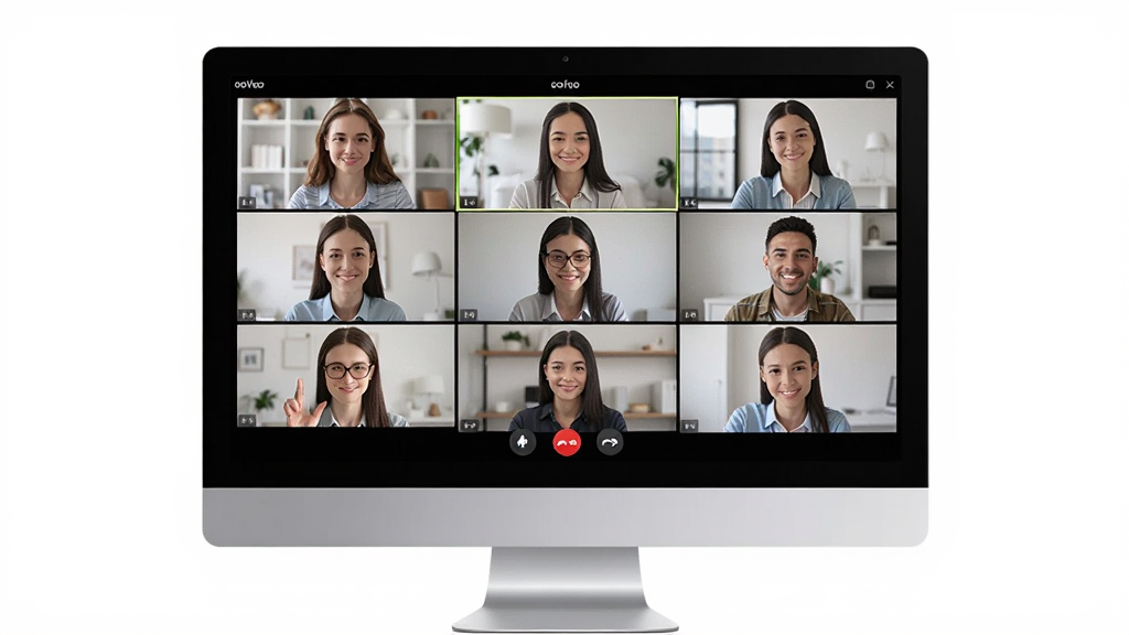 һ��չʾooVoo������Ƶͨ��������ͼƬ������Ϊ������Ļ����ʾ�Ŷ�����Ƶͨ�����棬����Ϊ����״���е���Ƶ���ڣ����Ϊ�ִ��Ƽ��У�ϸ�ڰ��������Ļ��桢ͨ���е��û�ͷ�񣬻��ʸ��壬�ɾ����޶���Ԫ��