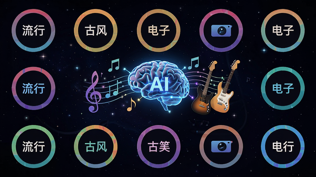 һ��AI���ɵ�ͼƬ��չʾһ������δ���е������������棬�������ж�����ͼ�꣬�硰���С����ŷ硱�����ӡ���ͼ���Բ�ɫԲ�����С�������һ�������AI������������������������������ɫ�ǿգ����Ϊ�Ƽ����������������ʸ��壬�ɾ��޶���Ԫ�ء�