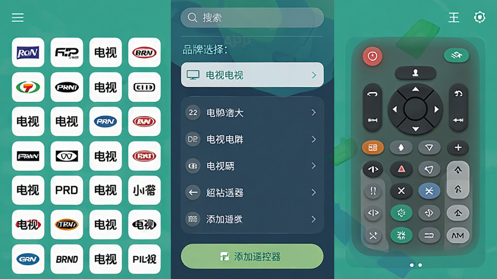 һ��չʾ���ܵ���ң������APP�ڲ������ͼƬ������������Ʒ��ѡ���б�������ǵ���Ʒ��ͼ��ǽ���Ҳ���ң��������ģ������������ɫ���£������������򣬵ײ�������ң������ť�����岼�ּ�����ˣ����Ϊ��ƽ��UI��ƣ�ϸ�ھ��£����ʸ��壬�ɾ�������Ԫ��