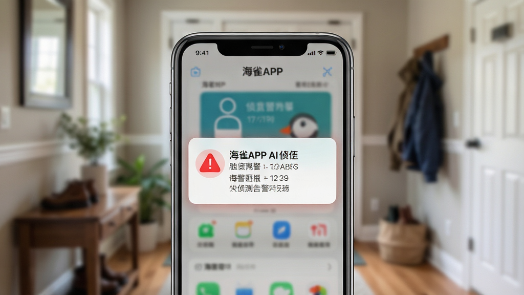 һ��չʾ��ȸAPP AI���澯���ܵ�ʾ��ͼ������Ϊһ���ֻ�����Ļ�ϵ�����ȸAPP�ĸ澯֪ͨ��Ƭ����Ƭ����ʾ������ͼ��͸澯ʱ�䣬�ֻ�����Ϊ��ͥ���س��������ֲ����ֻ����С������黯�ķ�ʽ���Ű�ͻ���澯��Ƭ�����Ϊ�Ƽ���UIչʾ��ϸ����Ҫ��澯��Ƭ��Ƽ�࣬�к�ɫ��ʾԪ�أ�����Ҫ����塢�ɾ����޶���Ԫ�ء�