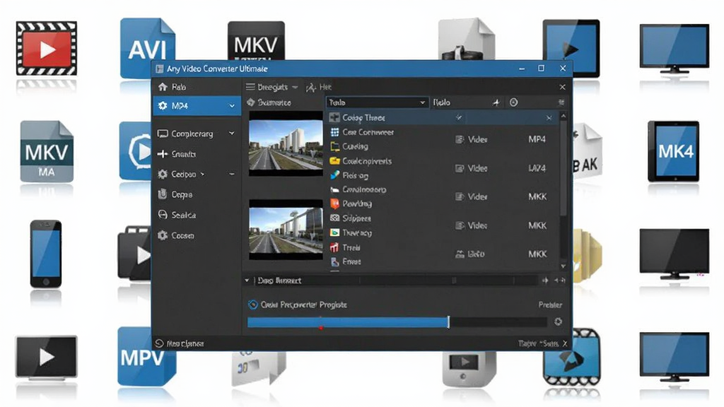 Any Video Converter Ultimate ����������ȫ��չʾ�����������������������ڣ����Ϊ���ܵ��������Ҳ�Ϊ��Ƶ�ļ��б���ת�������������������ִ�����ɫ���������ɫΪ����������Χ�����Ŷ�����Ƶ��ʽͼ�����豸ͼ�꣬��MP4��AVI��MKV���ֻ���ƽ�塢���ӵȣ������������Ű����룬�������רҵ����չʾ���ϸ�ھ��£������������ɾ����޶���Ԫ��