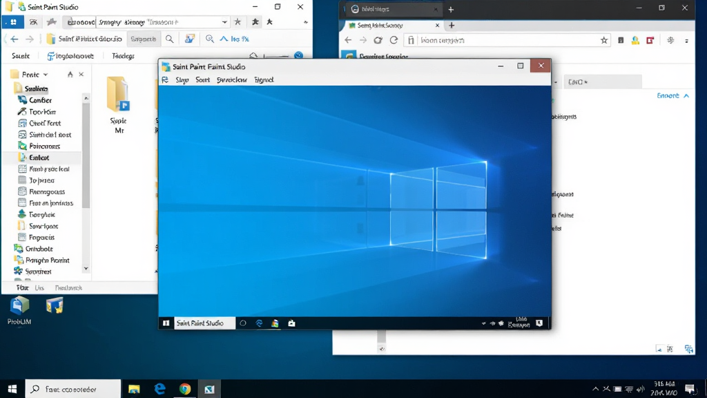 һ��չʾ Saint Paint Studio �� Windows ���������е������ͼ��������������������λ����Ļ���룬��Χ���ļ���Դ����������������ڣ�����Ϊ�����������桢����Ϊ������棻���Ϊдʵ�����ͼ�磬ϸ�ڰ���������ͼ�ꡢ������Ӱ���˵������֣����ʸ��塢�ɾ����޶���Ԫ��