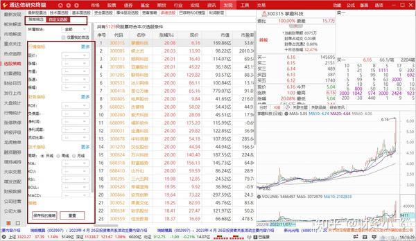 选股魔方条件设置筛选参数界面