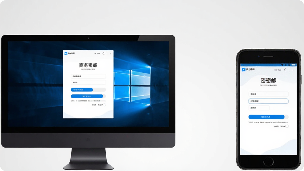 �������ʶ��ͬ������ͼ������չʾһ̨Windows���Ժ�һ���ֻ����Űڷţ�������Ļ�϶���ʾ�������ʵĵ�¼�����ͬ��������������Ϊǳ��ɫ���䣬������¼�Լ�����ʸɾ����޶���Ԫ��