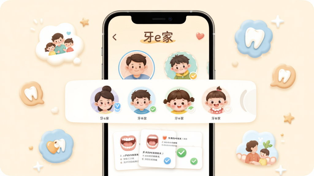 ����Ϊ�ֻ���Ļ��ʾ��e�Ҽ�ͥ��Ա�л����棬�������˺�С��ͷ�񣻲���Ϊ�ֻ����У���ΧƯ����ͥͼ�������ͼ�ꣻ�Ű�Ϊ����ͷ��ѡ��������������e�ҡ����֣����Ϊ��ܰǳɫ�廭��ϸ�ڰ������˿�ǻ������Ƭ���Թ���ǣ����ʸ��壬�ɾ����޶���Ԫ��
