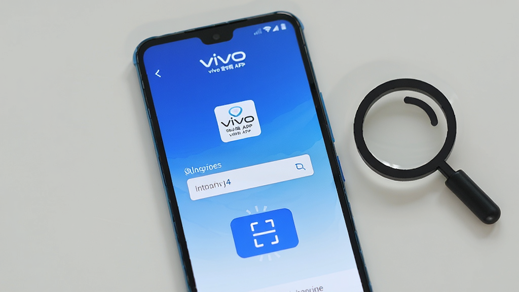 һ��vivo�ֻ���Ļ��ʾvivo����APP����α��ѯҳ�棬ҳ��������һ��������ɨ�谴ť��������vivo�ٷ���ɫ���䣬�ֻ��Ա߷�����һ���Ŵ�ͼ��������ѯ��֤�����廭��ɾ����࣬�����������޶���װ��Ԫ��