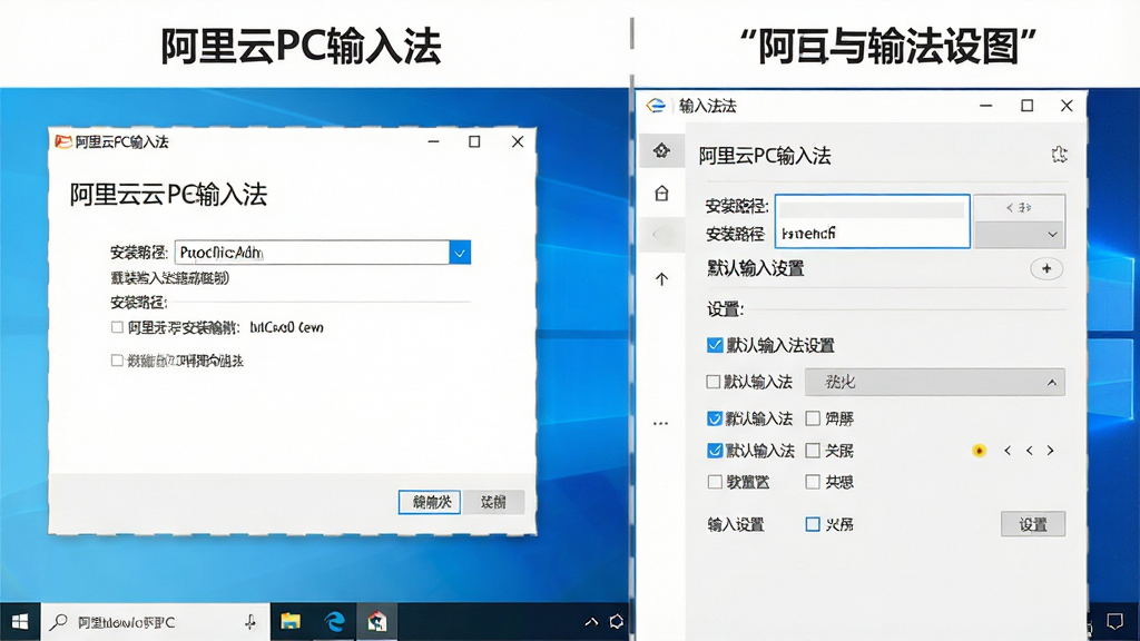 һ��չʾ������PC���뷨��Windowsϵͳ�°�װ���������̵�ʾ��ͼ�������Ϊ���������֣����Ϊ��װ�򵼽��棬�Ҳ�Ϊ���뷨������壬���������������ʵ�ã�ϸ�ڰ�����������PC���뷨�����⡢��װ·��ѡ���Ĭ�����뷨����ѡ����ʸ��壬�ɾ��޶���Ԫ��