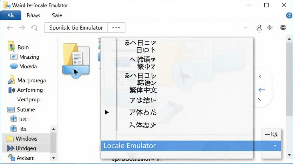 һ��չʾ Windows �Ҽ��˵��� Locale Emulator ѡ��Ľ�ͼ���ͼƬ���˵����г��������������ĵ�����ѡ�����Ϊ�ļ���Դ���������ڣ���������������࣬���ʸɾ����޶���Ԫ��