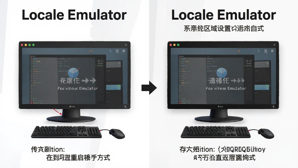 һ��չʾ Locale Emulator ��ϵͳ�������öԱȵ�ʾ��ͼ�����Ϊ��ͳ�����޸ķ�ʽ���Ҳ�Ϊ Locale Emulator ֱ�����з�ʽ���������� Locale Emulator ��Ŀ��ʾ�����Ա����������ʸɾ����޶���Ԫ��