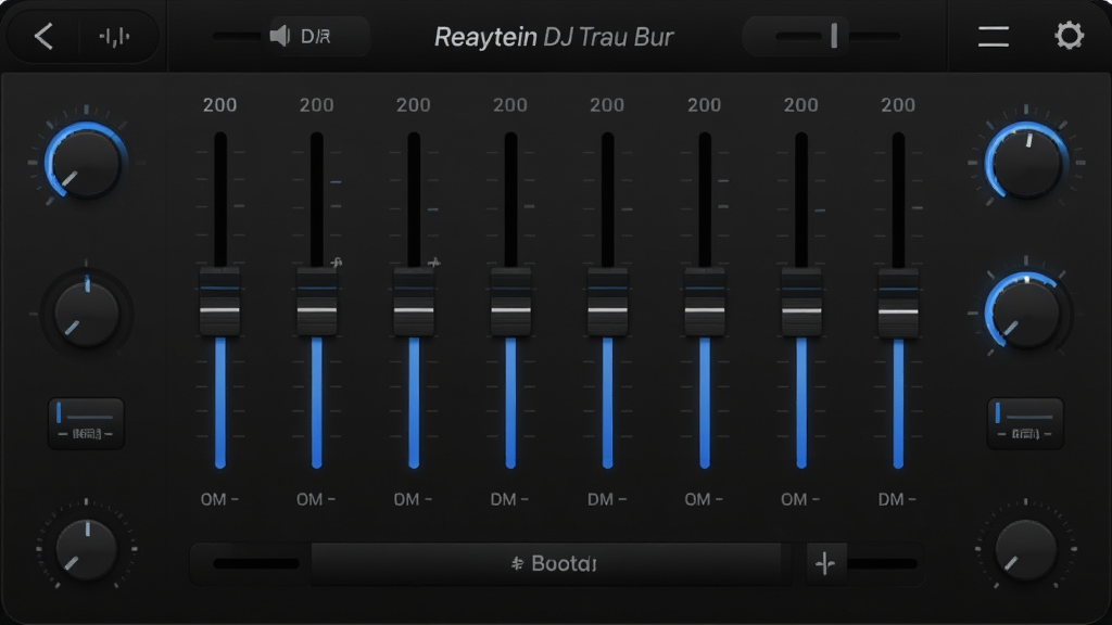 ������Ч���ý�����дͼ������Ϊ�׵�DJ�����������ľ�����������壬���־���չʾʮ��Ƶ�λ��飬�Ű����룬���Ϊ�ִ���ɫUI��ϸ�ڰ�������ĵ�����ť���ص�����ʶ�����ʸ��壬�ɾ����޶���Ԫ��