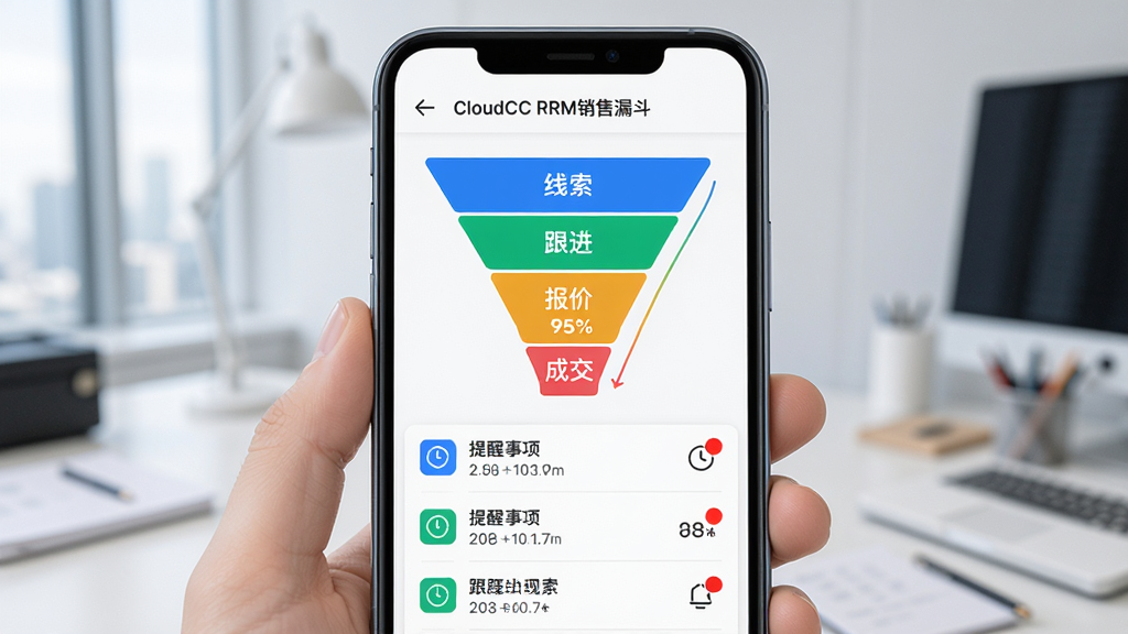 CloudCC CRM����©����������ѹ���չʾ����������Ϊ�ֻ���Ļ����Ļ��չʾ��ɫ����©��ͼ����Ϊ���������������ۡ��ɽ��ĸ��㼶���·�Ϊ���������б�������Ϊ���½ṹ�Ű棬���Ϊ�ִ�����Ƽ��У�ϸ�ڰ������ݰٷֱȡ�ʱ��ͼ�ꡢ֪ͨ��㣬�����������ɾ����޶���Ԫ��