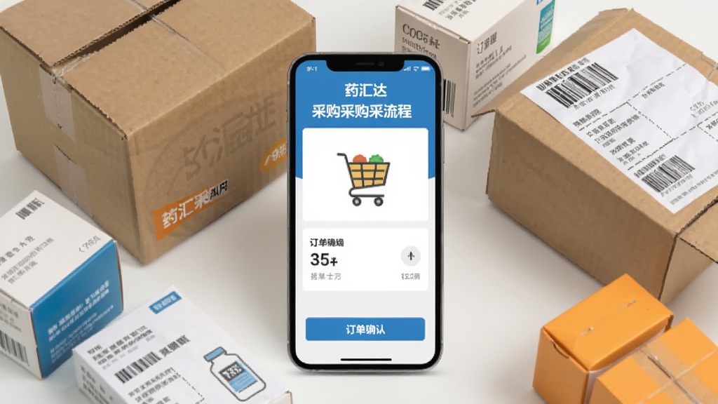 һ��չʾҩ���APP�ɹ��µ����̵�ͼƬ������Ϊ�ֻ���Ļ��ʾ���ﳵ�붩��ȷ�Ͻ��棬��Ļ��Χ��ֽ�䡢ҩ�С���ݵ���Ԫ�أ����岼�ֽ������򣬷�������Լ�����ʸɾ����޶���װ��