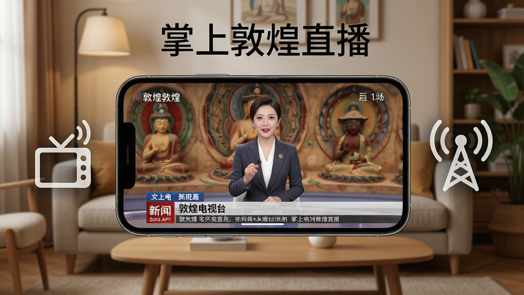 һ��չʾ���϶ػ�APP����ֱ�����ܵĳ���ͼ������������һ��������õ������ֻ�����Ļ���ڲ��Ŷػ͵���̨�Ľ�Ŀ���棬�����а��������˺�������Ļ���ֻ�����ֱ��д��������źź͹㲥Ƶ�ʵĳ���ͼ�꣬����Ϊ��ܰ�Ŀ������������־��У����дʵ��ϸ�ڷḻ�����ʸ��壬����ɾ����޶���Ԫ�أ�ͼƬ�����ֱ�עΪ�����϶ػ�ֱ������