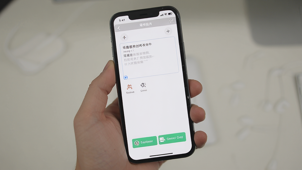 一张展示手机端应用操作界面的图片,画面中一只手拿着手机,手机屏幕上显示塔猴软件的创作界面,界面中有文字输入框和功能按钮,背景为简洁的桌面环境,整体风格生活化,画质清晰,无多余元素