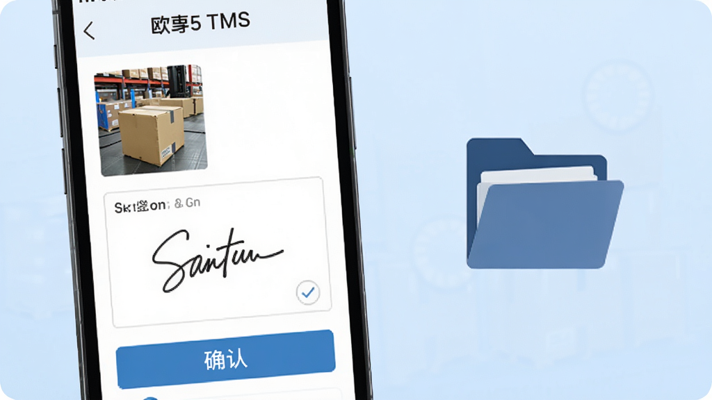 ŷ��˹TMS�ƶ�ǩ������ӻص�����չʾͼ������չʾһ���ֻ���Ļ�ڳ���ǩ��ҳ�棬����������Ƭ����ͼ����дǩ��������ȷ�ϰ�ť���ֻ��Է���һ����Լ�ĵ��ӻص��ļ���ͼ�꣬����Ϊ��͵�ǳ��ɫ��������ɾ����䣬����ϸ��