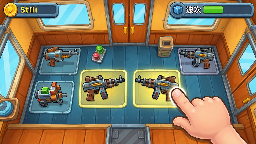 Train Battle��Ϸ�����ͼ��񣬻𳵳����ڲ������ӽǣ������ͬ�ȼ���������λ�����ڳ���ذ��ϣ������ָ������ק�ϲ����ѻ�ǹ�����涥����ʾ��ҺͲ��ν��ȣ�������ͨ���ϸ���������߻��ʣ��ɾ����޶���Ԫ��