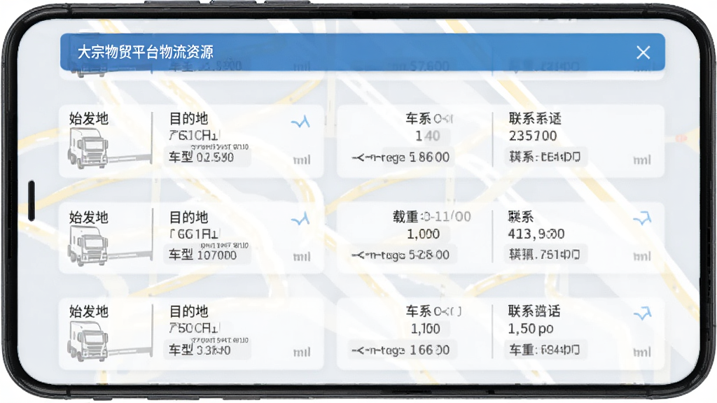 ������óƽ̨������Դҳ�棬��׿�ֻ���Ļ��չʾ��Դ��Ϣ�б���ÿ����Ϣ����ʼ���ء�Ŀ�ĵء����͡����ء���ϵ�绰���ֶΣ�������ÿ�Ƭʽ���֣���ɫ�����׻�Ϊ������������������ɾ������廭��