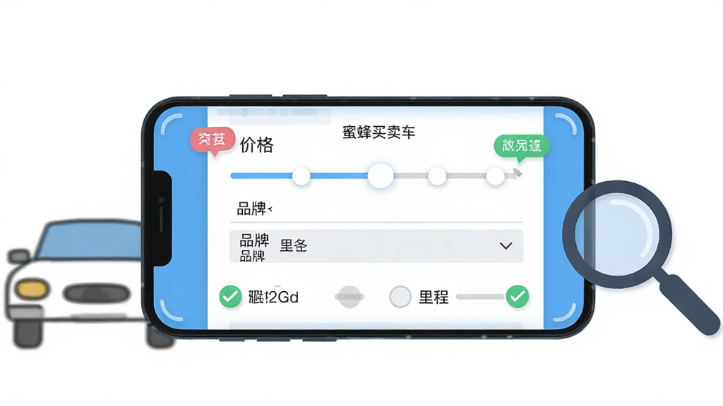 һ���ֻ�����ڻ������룬��Ļ����ʾɸѡ��壬������м۸񻬿顢Ʒ�����������ѡ��ȿؼ����ؼ���Χ�в�ɫ��ǩ�͹�ѡ��ǣ��ֻ������һ����ʻ��������Ҳ���һ���Ŵ�ͼ�꣬���Ϊ��������ƽ�廭�����ֶԳƣ�ϸ�ڰ�������ϵ�
