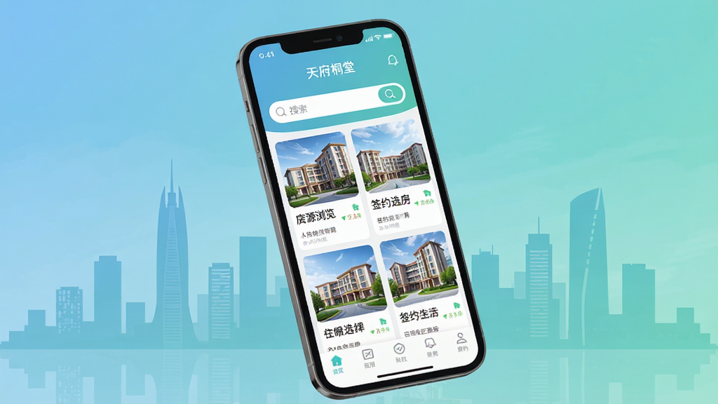 �츮ͩ����һ������ɶ������û�������ǻ�ס������Ӧ�ã�Χ�Ʊ���������ס�����˲Ź�Ԣ��������������ṩ�ӷ�Դ���������ѡ����ǩԼ��ס���ճ����������һվʽ�����������������Ϊһ�������ֻ�����Ļ��ʾ�츮ͩ��Ӧ����ҳ���棬������Դ��Ƭ����������ײ�������������Ϊ�ɶ��츮������������߼�Ӱ�����ֲ��þ��й�ͼ���ֻ���΢��бչʾ���Ű������죬���Ϊ�ִ���ƽ���Ƽ��磻ϸ�ڰ�����͵�����ɫ���䱳����������UIԪ����ͼ�ꣻ���ʸ��壬�ɾ����޶���Ԫ�ء�