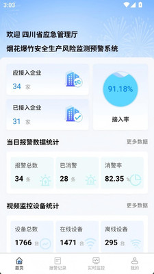 烟花爆竹风险监测预警管理系统 手机端报警推送与值班响应界面